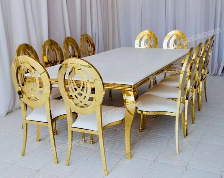 Round Marble Top Stainless Steel Dining Table for Home Furniture