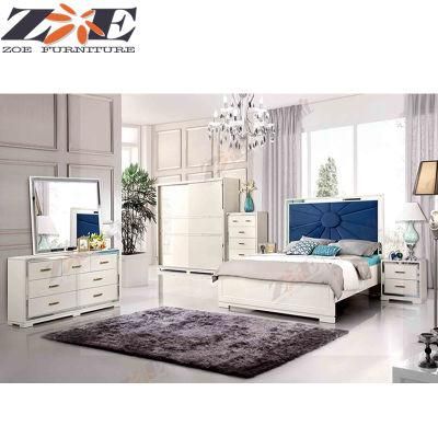 Global Hot Selling MDF High Gloss PU Painting Home Bedroom Furniture with Mirror Strip