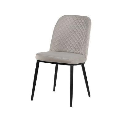 Nordic Style Home Restaurant Living Room Furniture Upholstered Velvet Chair with Black Leg for Cafe
