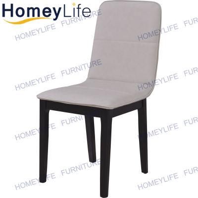 High Quality Home Furniture PU Cushion Dining Chair with Solid Wood Legs