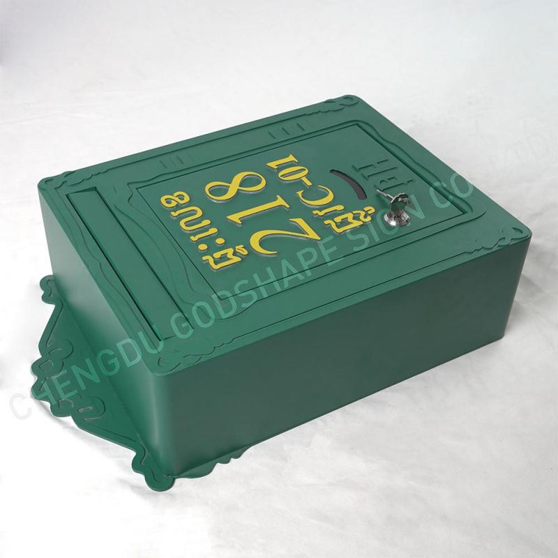 Wall Mounted Green Lock Classical Modern Style Waterproof Metal Post Letter Box