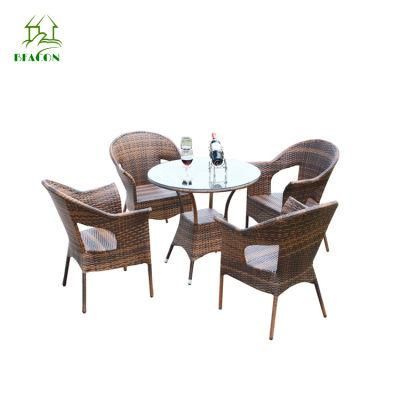 Outdoor Aluminum Frame PE Rattan Garden Dining Set 4 Chairs Modern Outdoor Furniture Set