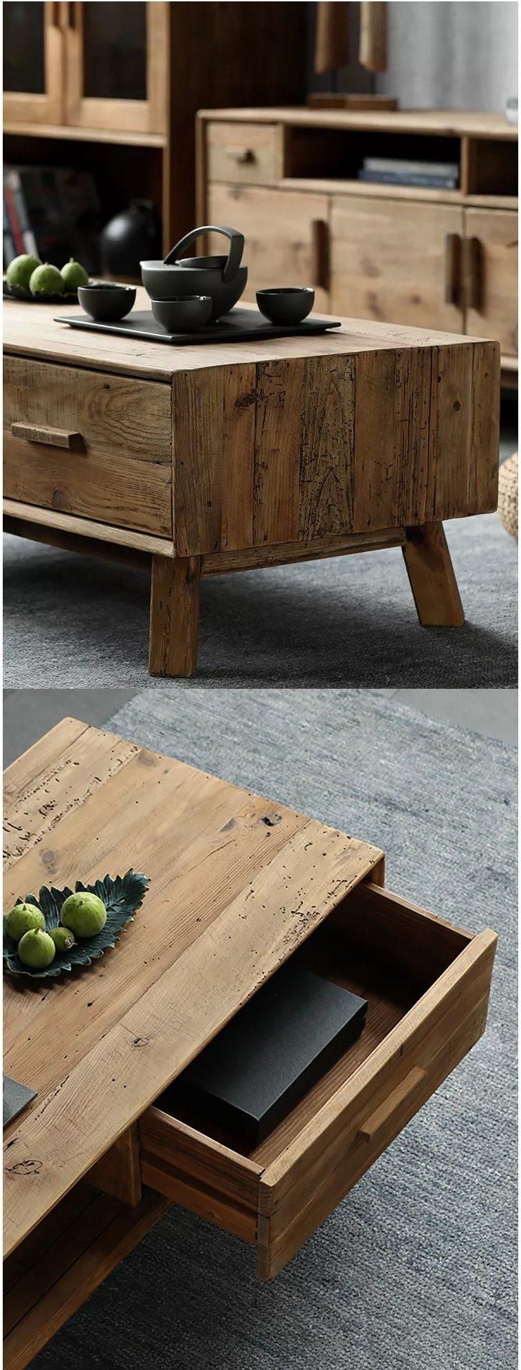 Furniture Wooden Furniture Cabinet Modern Furniture Home Furniture Living Room Furniture Multi-Function Antique Rustic Reclaimed Wood Coffee Table