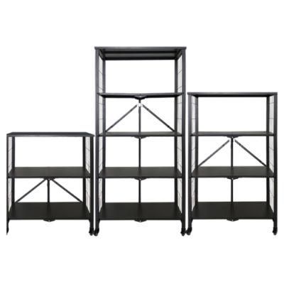 Black Metal Storage Holder Living Room Rack Adjustable Bookshelf