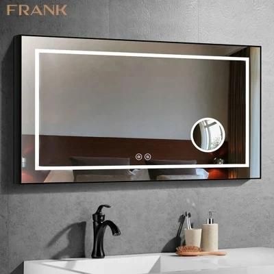 LED Light Sensor with Magnifying Framed Bathroom Mirror