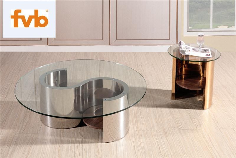 Round Black Steel Frame with Clear Tempered Glass Side Table