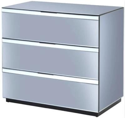 Grey Mirror 3 Drawers Cabinet Mirrored Furniture for Home