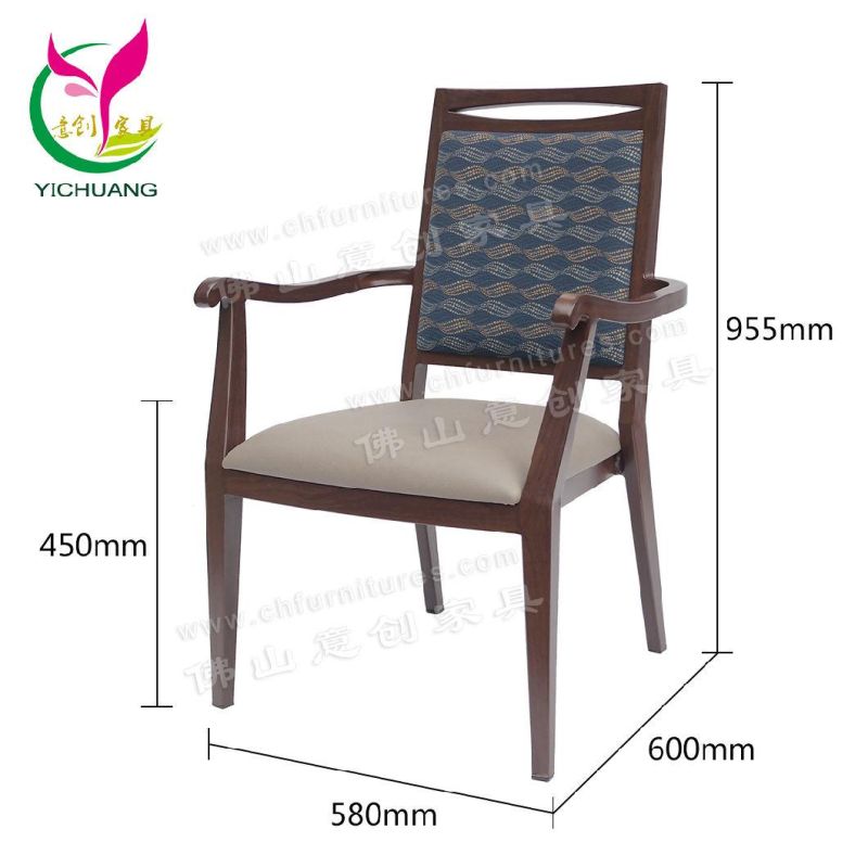 Customized Blue Fabric Backrest Home Hotel Garden Armrest Banquet Chair