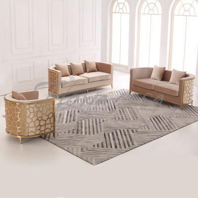 Sectional Luxuries Home Fabric Couch Living Room Modern Velvet Sofa with Metal Legs