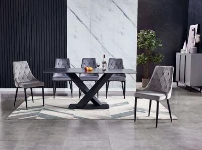 Luxury Nordic Modern Design Square Rectangle Expandable Marble Dining Table Sets 4 Seater 6 Chairs Dining Room Sets Furniture