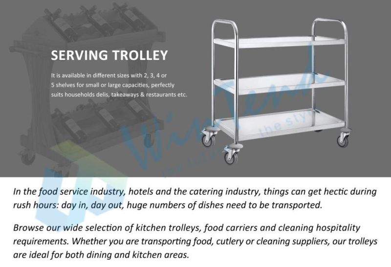 Hotel Restaurant 3 Tiers Water Transfer Printing Service Trolley Food Cart