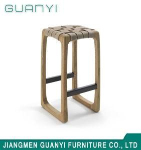 Modern Leather Seat Dining Chair Solid Ash Wooden Bar Stools