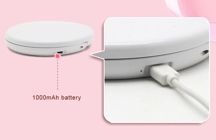 High Definition Foldable Pocket Mirror Rechargeable 1000mAh Battery Inbuilt Round Mirror