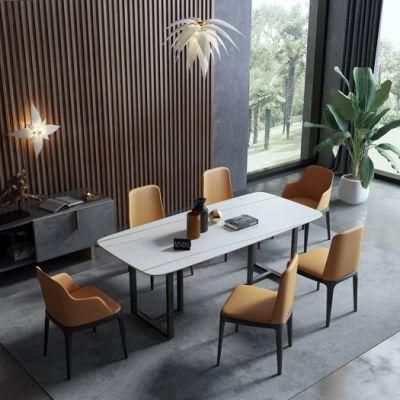 Modern Home Furniture Set Marble Steel Restaurant Dining Table