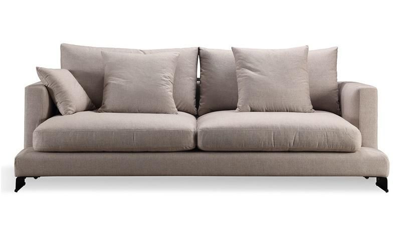 Popular Modern Living Room Furniture Metal Legs Genuine Leather Upholstered Sofa