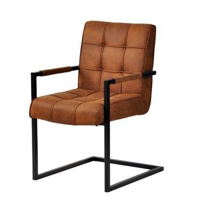 Black Metal Bow Leg Stripe Curved Backrest Fabric Luxury Dining Chair