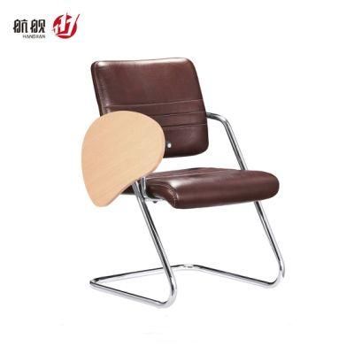 Modern Bow Frame Leather Office Chair with Foldable Writing Table
