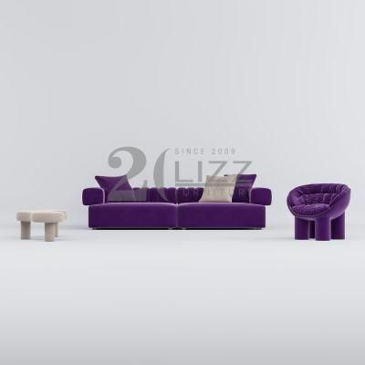 Modern Backrest Cushion Sofa Home Furniture Fabric 4 Seater Sofa Leisure Living Room Velvet Armchair with High Rebound Sponge