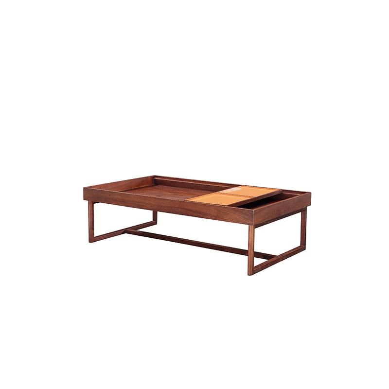 Rectangular Wooden Marble Top Walnut Solid Wood Frame Coffee Table Home Furniture Living Room Center Coffee Table with Drawer
