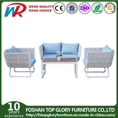 Chinese Modern Outdoor Garden Sofa Sets Home Deck Hotel Home Livingroom Furniture Rope Weaving Sofa with Table