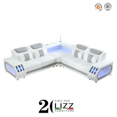 Hot Us Functional Living Home LED Leather Sofa Furniture Set in 7 Shape