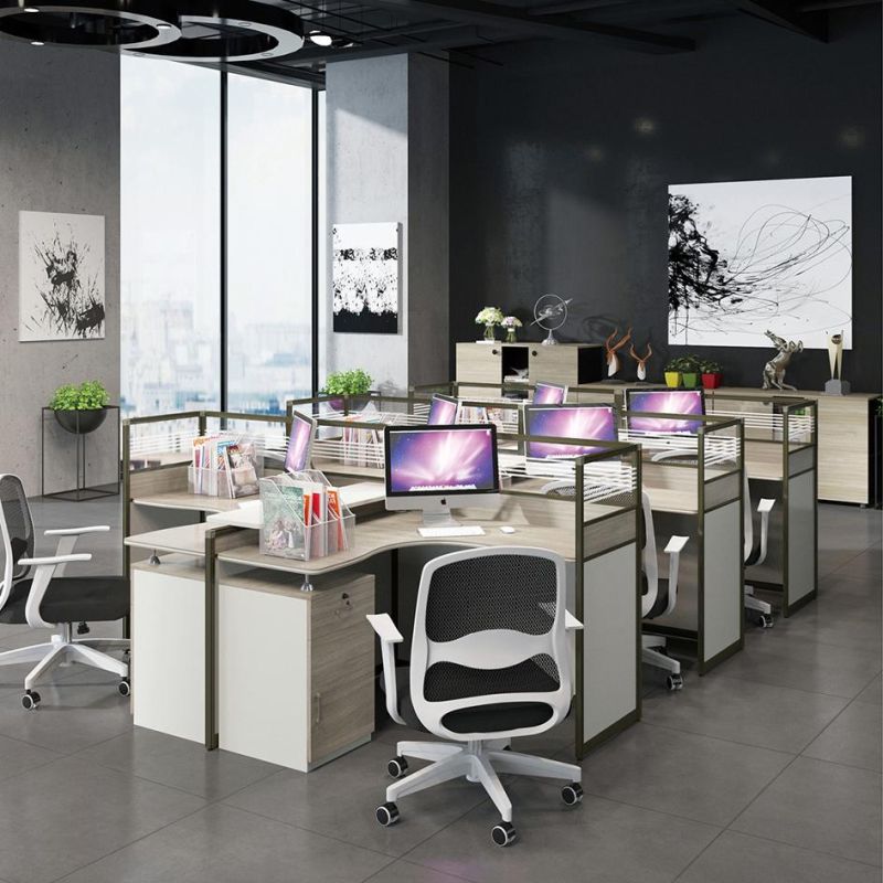 Modern Office Furniture Partition 6 Person Multi-Placing Workstation Table