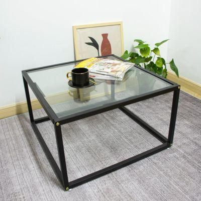 New Style Modern Simple Home Office Furniture Metal Frame Tempered Glass Top Coffee Table