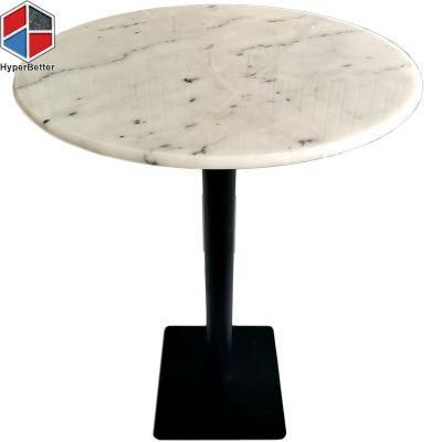 60cm White Round DIY Marble Coffee Table with Black Wrought Iron Base