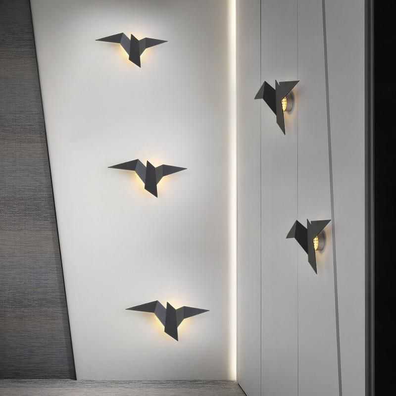 2022 Wholesale Flying Bird Front Desk Background Wall Hotel Corridor Light LED Wall Lamps Sconce Indoor