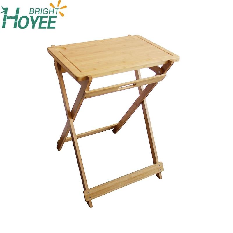 Organic Bamboo Portable Folding Foot Step Stool for Picnic Table