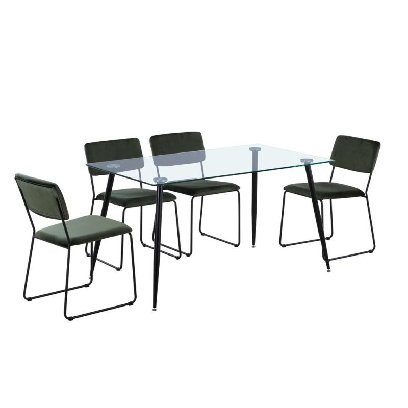 Leisure Fabric Seat Lounge Combination Chairs Morden Classic Glass Top Dining Table and Chairs