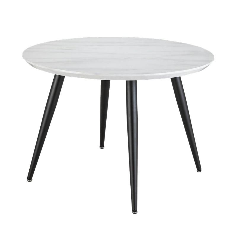 Nordic Simple Style Round Dining Table with Black Powder Coating Legs