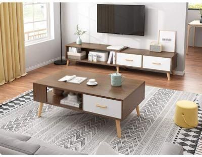 Modern Simple Coffee Table with Wood Leg for Living Room