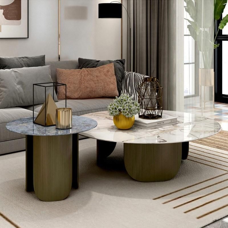 Modern Furniture Bright Marble Rock Plate Tea Table