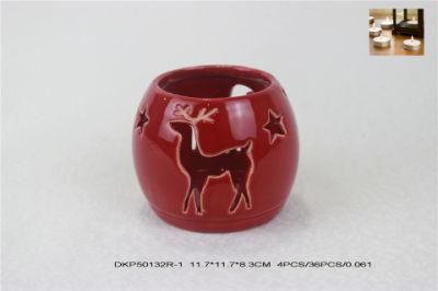 Ceramic Modern Deer Design Christmas Candle Holder