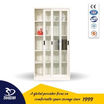 Office Metal Large Cupboards Glass Sliding Door Storage Filing Cabinet Furniture Fichero Lockable Bookcase for Office