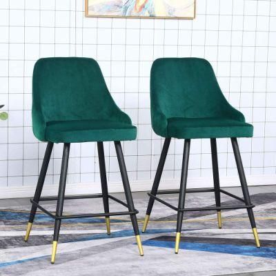 European Style Furniture Metal Legs Fabric Bar Chair for Restaurant Bar Living Room Coffee Shop