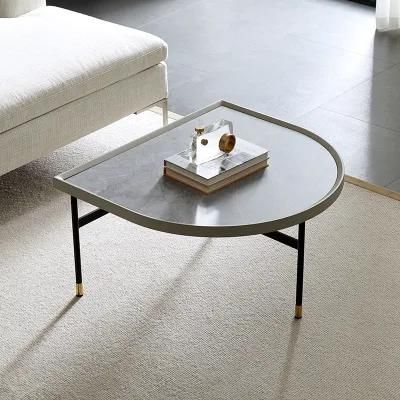 Wholesale Modern Simple Home Combination White Marble Top Metal Coffee Table