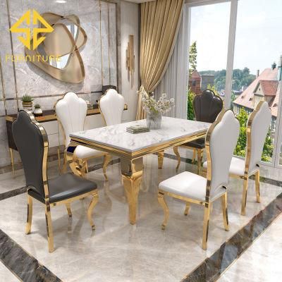 Luxury Stainless Steel Dining Table Chair Restaurant Furniture Set