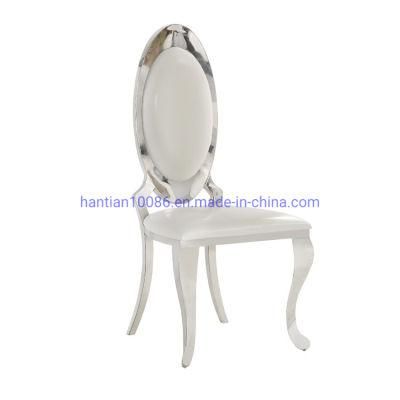 White Chair Luxury Design Silver Golden Stainless Steel Modern Dining Chair