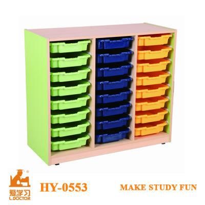 Wooden Children Cabinet with Plastic Storage of Kids Furniture