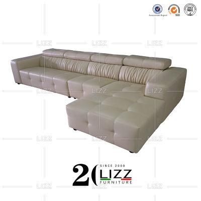 Professional Modern Good Quality Home Furniture Nordic L Shape Albescent Genuine Leather Sofa