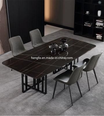 Modern Luxury Home Dining Furniture Sets Expandable Steel Marble Dining Table