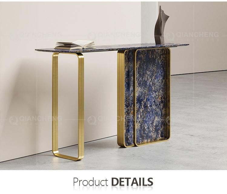 Luxury Marble Console Table Entryway Hallway Italian Modern Marble Console Table with Gold Stainless Steel Modern Console Table