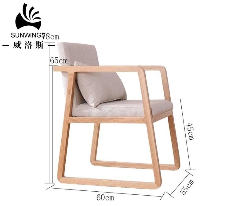 Foshan Furniture Factory Soft Cushion Fabric Wood Dining Chair Armchair Low M. O. Q.