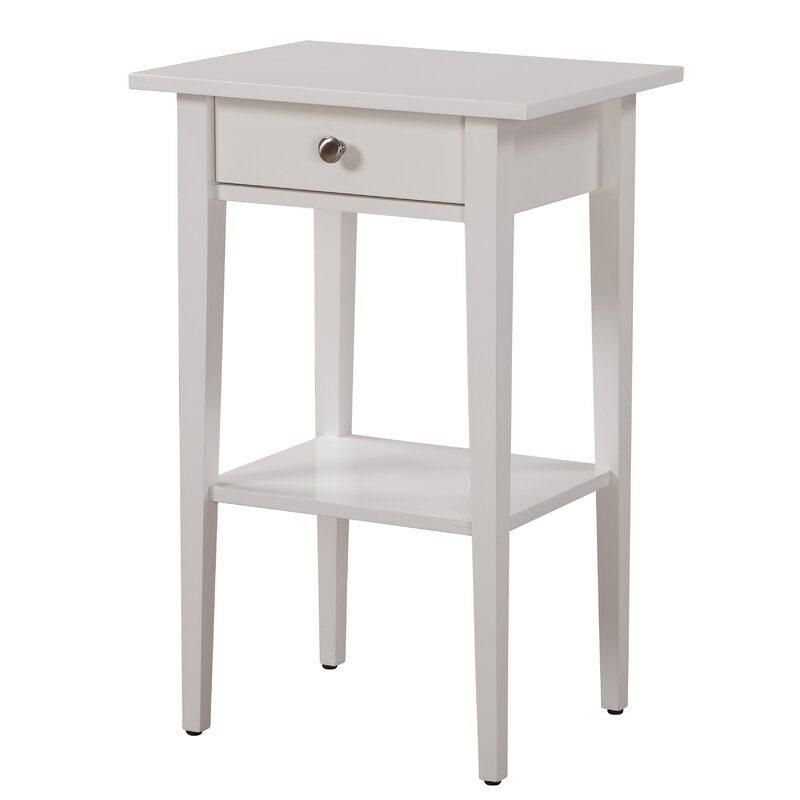 Mirrored Furniture White Bedside Table Wooden 1 Drawer Nightstand End Table Bedroom Furniture