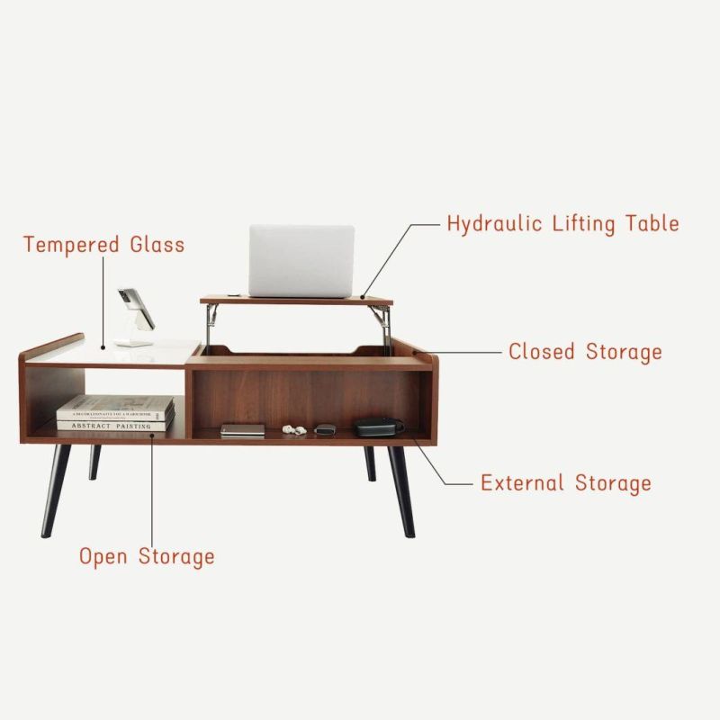 Coffee Table with Storage Glass Small Coffee Table Living Room Table Open Storage Rack Coffee Table