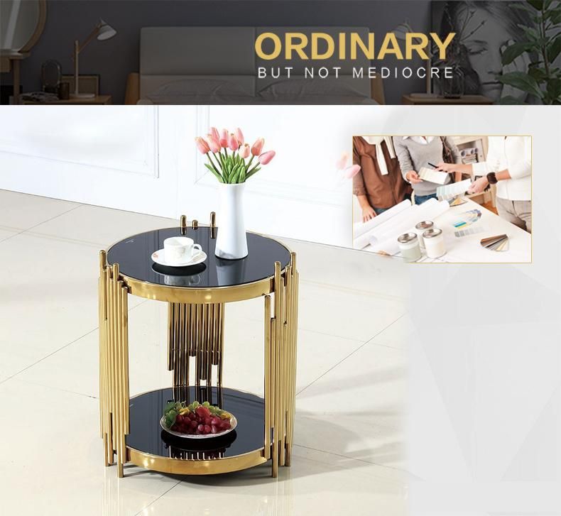 Apartment Furniture Titanium Stainless Steel Sintered Stone Tea Table