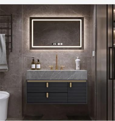 Floor Mounted Modern Rock Board Bathroom Cabinet Combination Smart Mirror Light Luxury Bathroom Vanity Cabinet