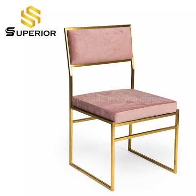 Home Gold Stainless Steel Pink Velvet Upholstered Dining Chair